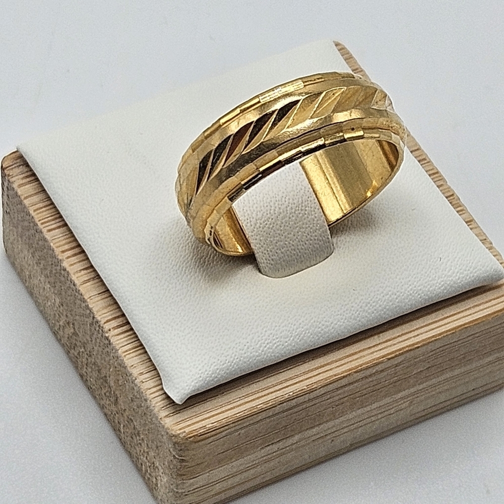 VINTAGE ITAOR Gold Plated Sterling Silver 925 Laser Cut Band Ring 8.5 Italy